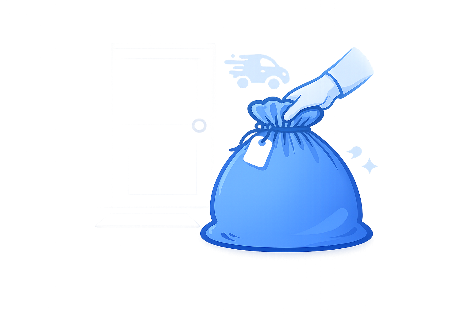 Bag of clothes in a front door icon